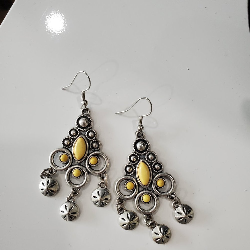 Sliver and Yellow Earrings.